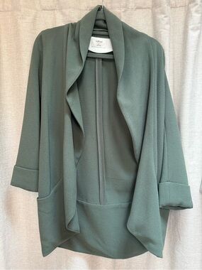 Aritzia Wilfred Olive-Green Draped Open Cardigan